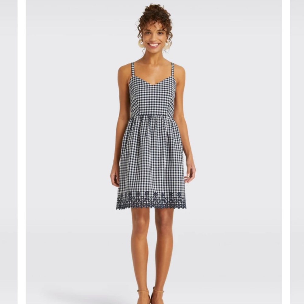 Draper James Navy Gingham Dress